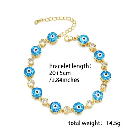 Copper 18K Gold Plated Enamel Inlay Eye Zircon Bracelets