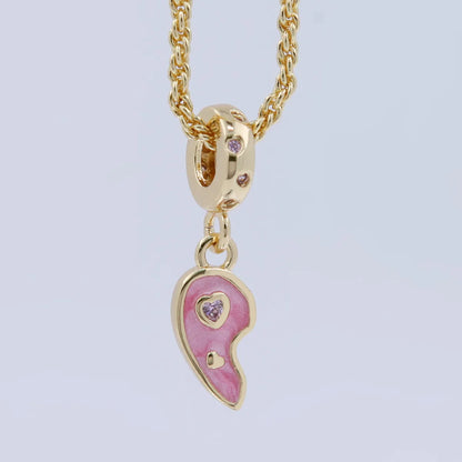 Copper 18K Gold Plated Epoxy Plating Inlaid Zircon Heart Shape Wings Zircon Pendant Necklace