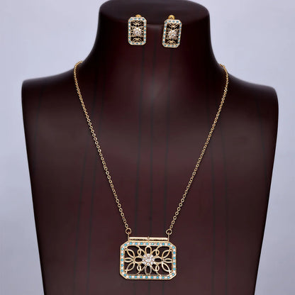 Copper 18K Gold Plated Ethnic Style Pastoral Simple Style Hollow Out Inlay Printing Zircon Jewelry Set