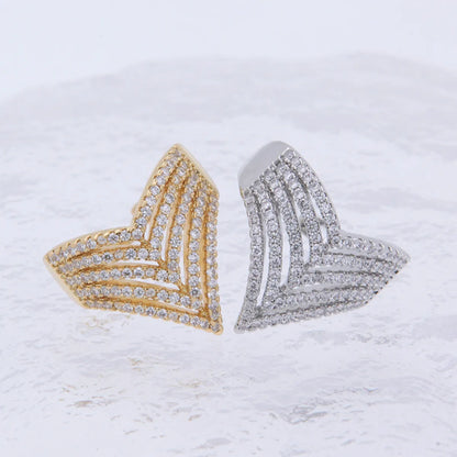 Copper 18K Gold Plated Glam Luxurious Plating Inlay Triangle Zircon Open Rings