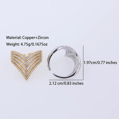 Copper 18K Gold Plated Glam Luxurious Plating Inlay Triangle Zircon Open Rings