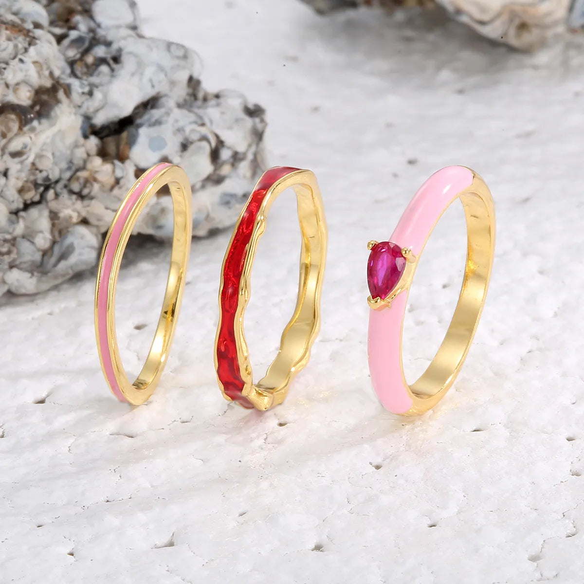 Copper 18K Gold Plated Gold Plated 0.03 M Simple Style Classic Style Plating Inlay Color Block Zircon Rings