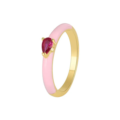 Copper 18K Gold Plated Gold Plated 0.03 M Simple Style Classic Style Plating Inlay Color Block Zircon Rings