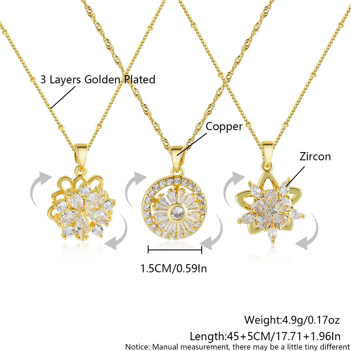 Copper 18K Gold Plated Gold Plated Elegant Luxurious Simple Style Plating Inlay Flower Zircon Pendant Necklace