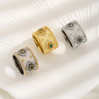 Copper 18K Gold Plated Gold Plating White Gold Plated Inlay Geometric Zircon Rings