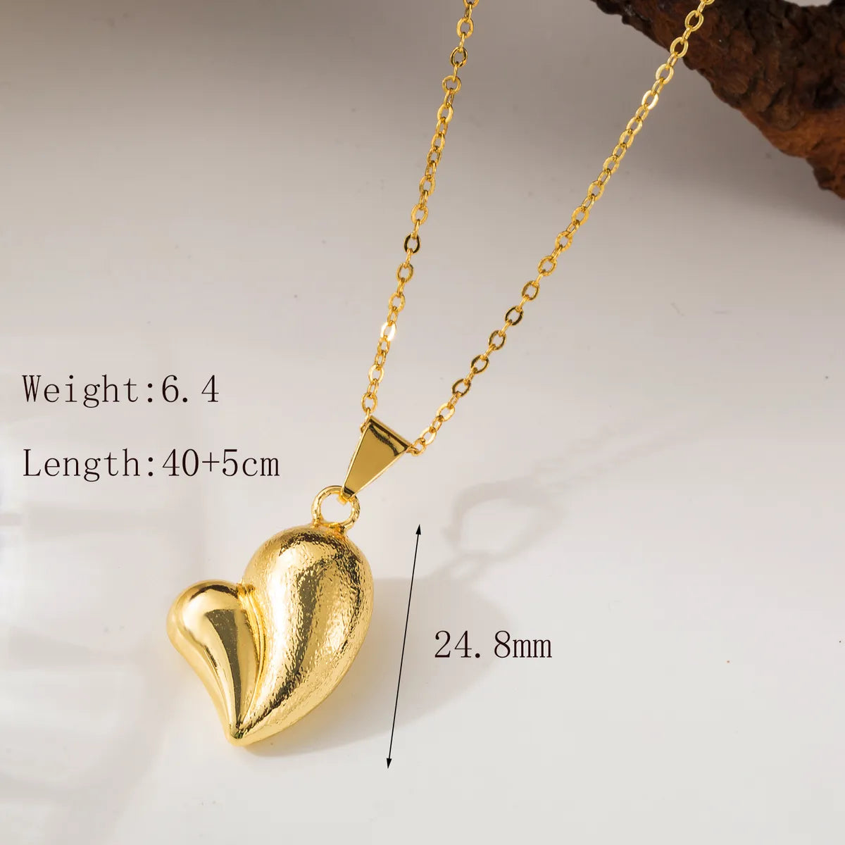 Copper 18K Gold Plated Heart Shape Pendant Necklace