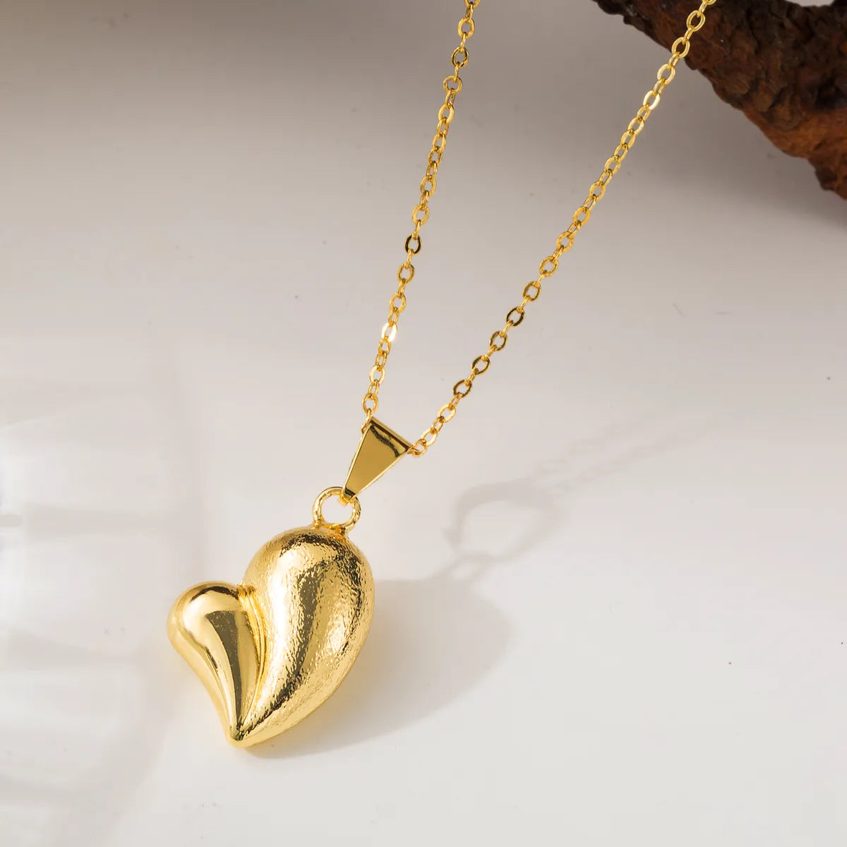 Copper 18K Gold Plated Heart Shape Pendant Necklace