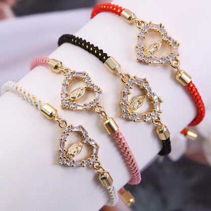 Copper 18K Gold Plated Heart Shape Zircon Bracelets