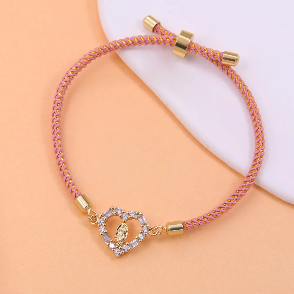 Copper 18K Gold Plated Heart Shape Zircon Bracelets