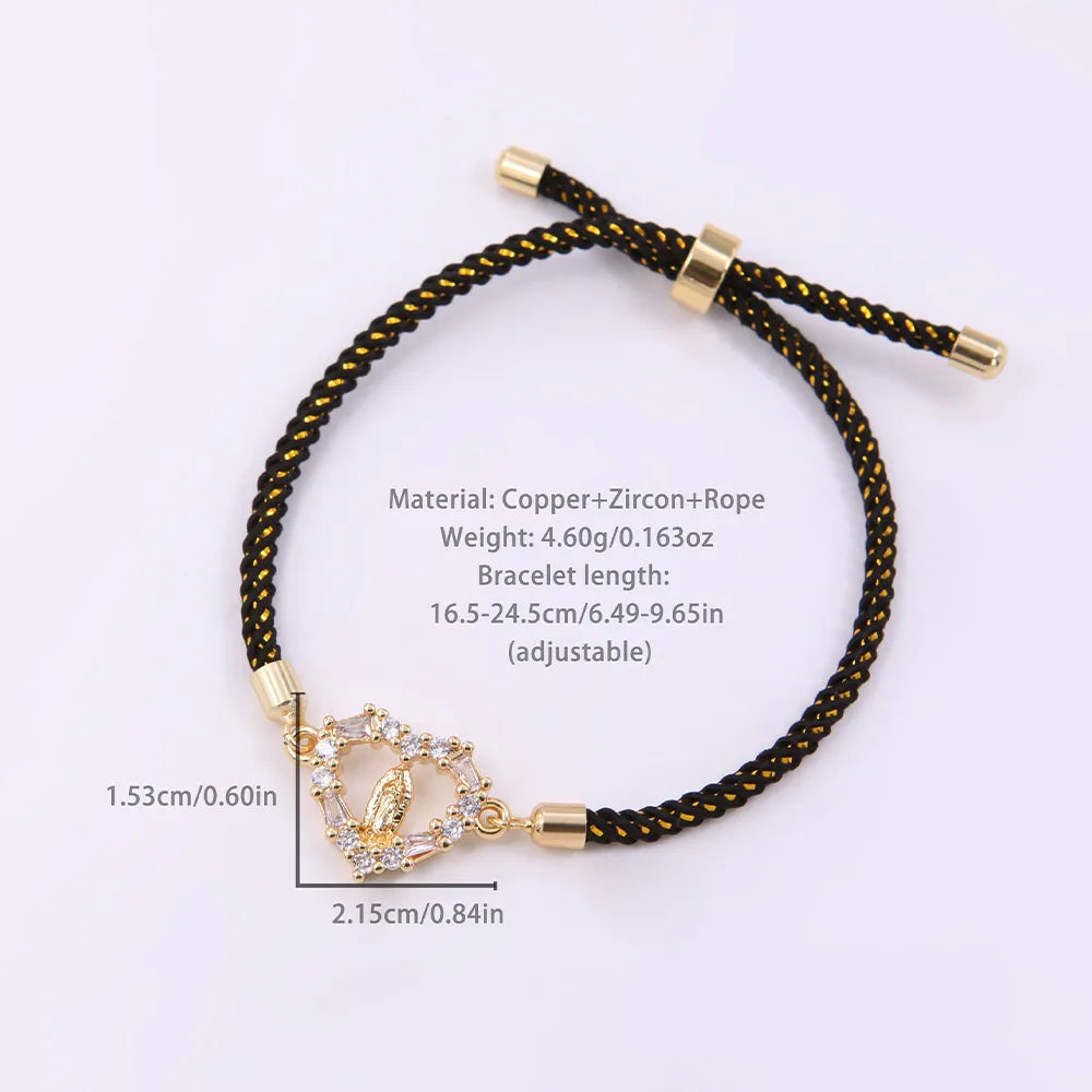 Copper 18K Gold Plated Heart Shape Zircon Bracelets