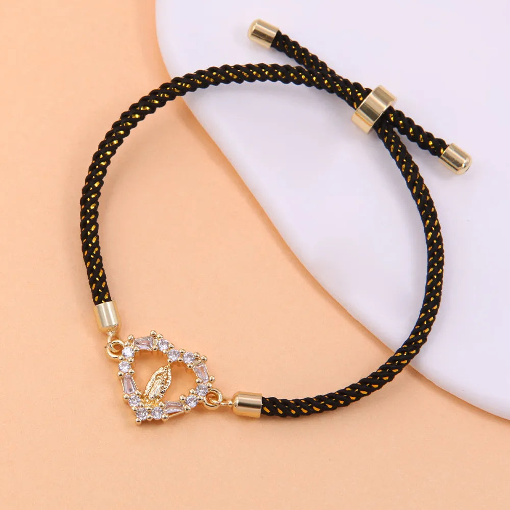 Copper 18K Gold Plated Heart Shape Zircon Bracelets