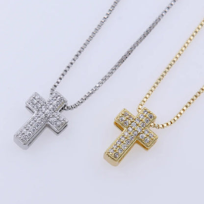 Copper 18K Gold Plated Hip-Hop Simple Style Classic Style Plating Inlay Cross Zircon Pendant Necklace