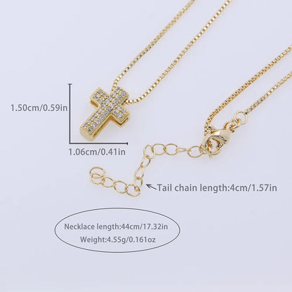 Copper 18K Gold Plated Hip-Hop Simple Style Classic Style Plating Inlay Cross Zircon Pendant Necklace