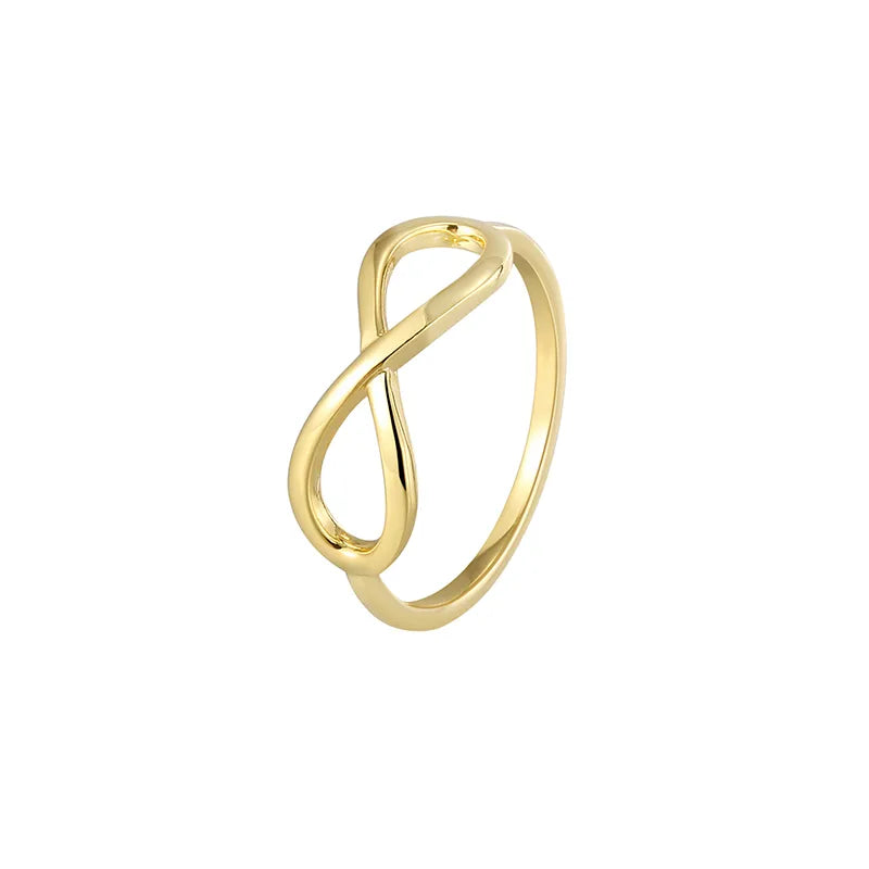 Copper 18K Gold Plated Hollow Out Infinity Heart Shape Solid Color Rings