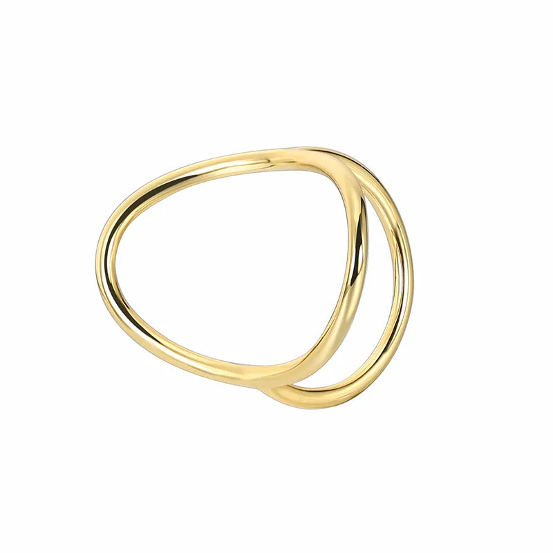 Copper 18K Gold Plated Hollow Out Infinity Heart Shape Solid Color Rings