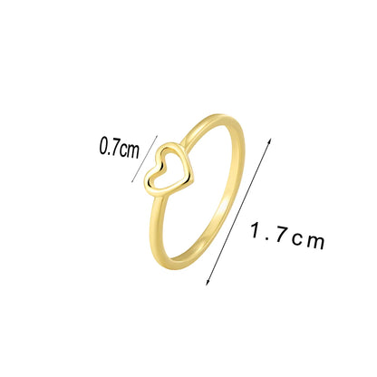 Copper 18K Gold Plated Hollow Out Infinity Heart Shape Solid Color Rings