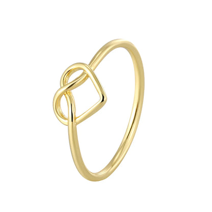 Copper 18K Gold Plated Hollow Out Infinity Heart Shape Solid Color Rings