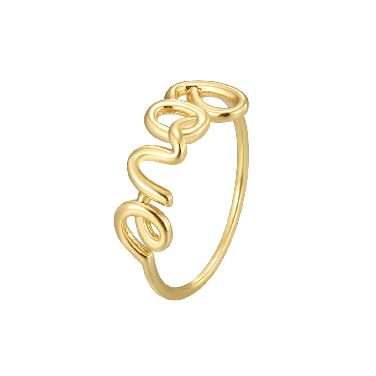 Copper 18K Gold Plated Hollow Out Infinity Heart Shape Solid Color Rings