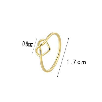 Copper 18K Gold Plated Hollow Out Infinity Heart Shape Solid Color Rings