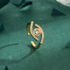 Copper 18K Gold Plated Hollow Out Inlay Eye Zircon Open Rings
