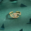 Copper 18K Gold Plated Hollow Out Inlay Eye Zircon Open Rings