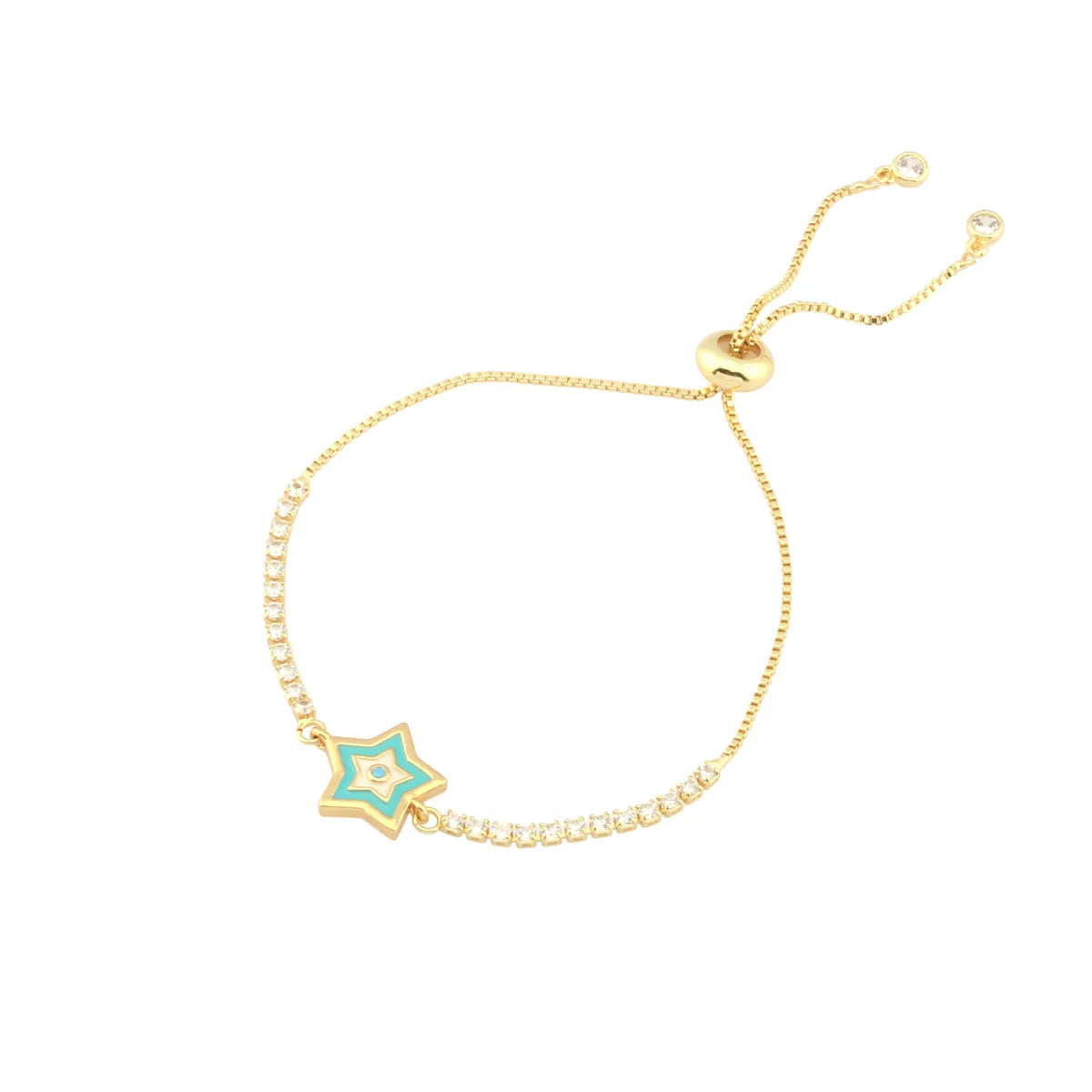 Copper 18K Gold Plated IG Style Casual Simple Style Palm Eye Fish Enamel Inlay Zircon Bracelets