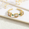 Copper 18K Gold Plated IG Style Casual Sweet Inlay Square Zircon Open Rings