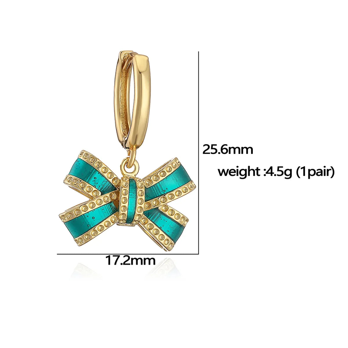 Copper 18K Gold Plated IG Style Elegant Sweet Enamel Plating Bow Knot Earrings Necklace