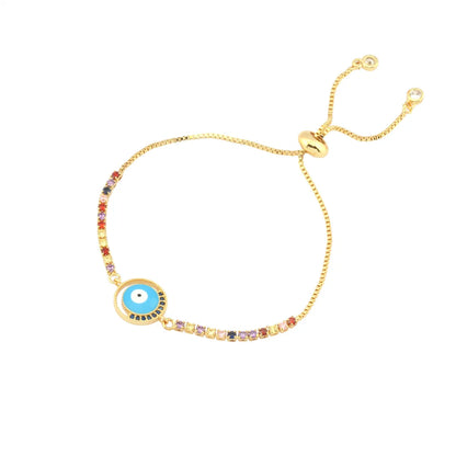 Copper 18K Gold Plated IG Style Ethnic Style Commute Devil's Eye Enamel Inlay Zircon Bracelets