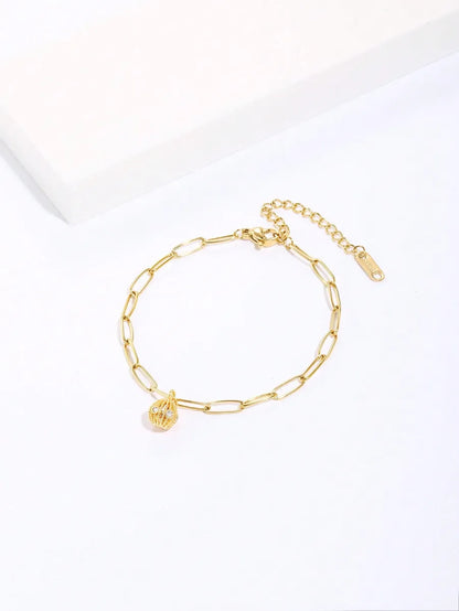 Copper 18K Gold Plated IG Style Fashion Heart Shape Ball Inlay Zircon Bracelets