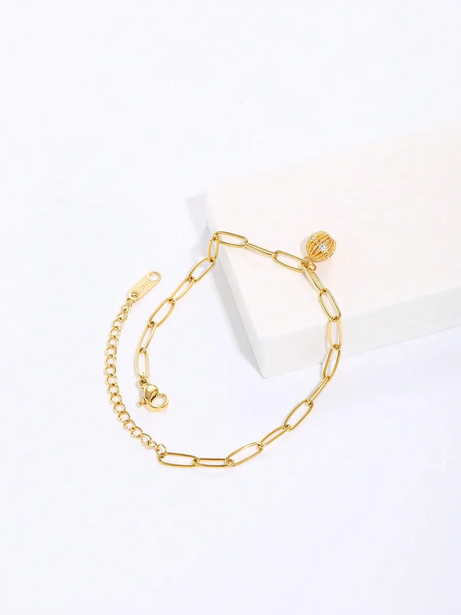 Copper 18K Gold Plated IG Style Fashion Heart Shape Ball Inlay Zircon Bracelets