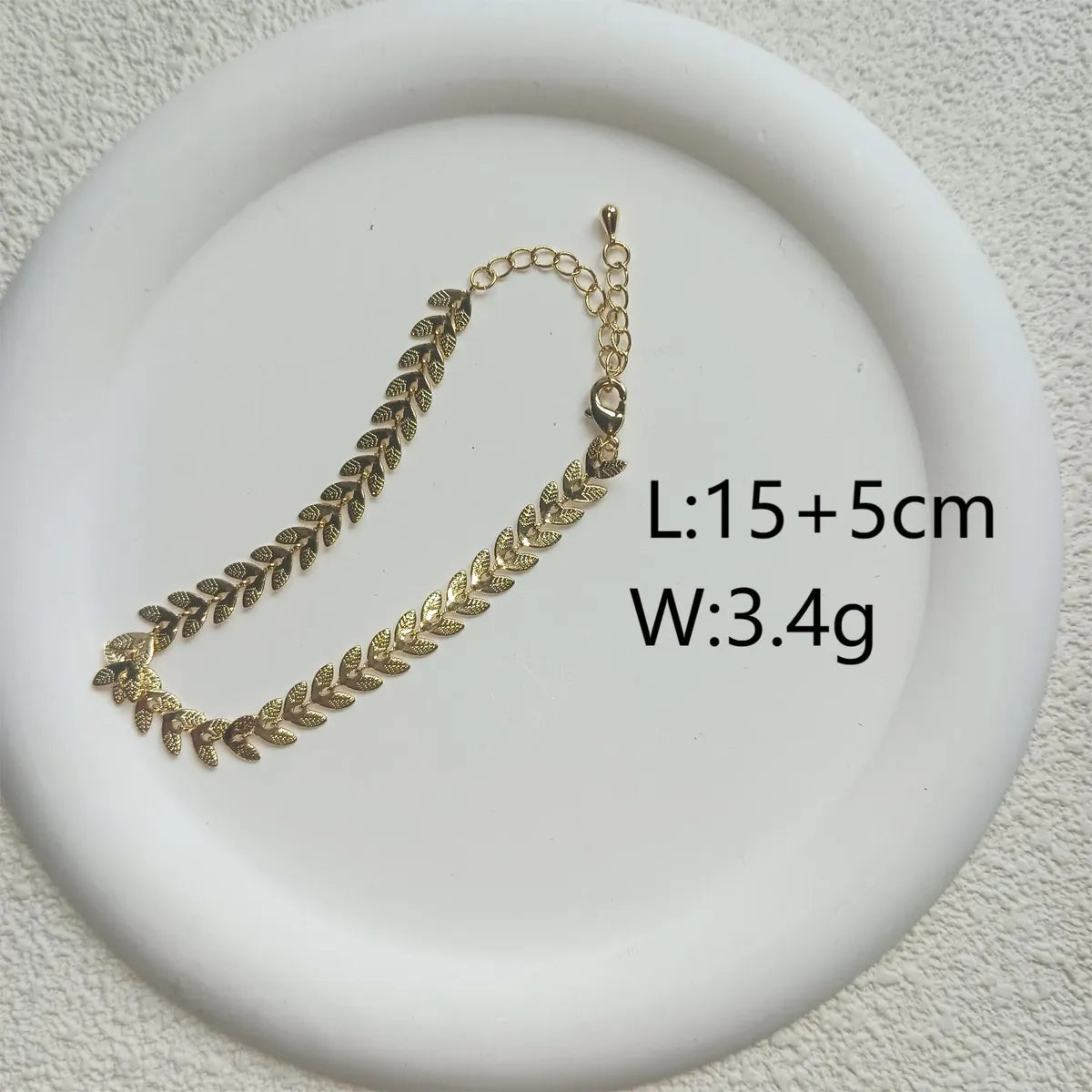 Copper 18K Gold Plated IG Style Hawaiian Modern Style Leaves Grain Bracelets Necklace