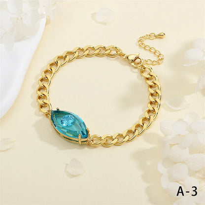 Copper 18K Gold Plated IG Style Hip-Hop Ethnic Style Plating Inlay Devil'S Eye Eye Artificial Crystal Glass Bracelets