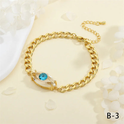 Copper 18K Gold Plated IG Style Hip-Hop Ethnic Style Plating Inlay Devil'S Eye Eye Artificial Crystal Glass Bracelets