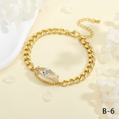 Copper 18K Gold Plated IG Style Hip-Hop Ethnic Style Plating Inlay Devil'S Eye Eye Artificial Crystal Glass Bracelets