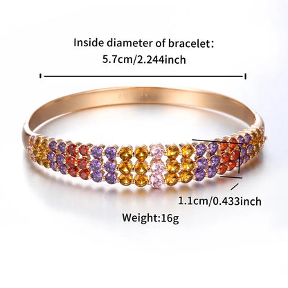 Copper 18K Gold Plated IG Style Lady Streetwear Plating Inlay Geometric Round Artificial Gemstones Bangle