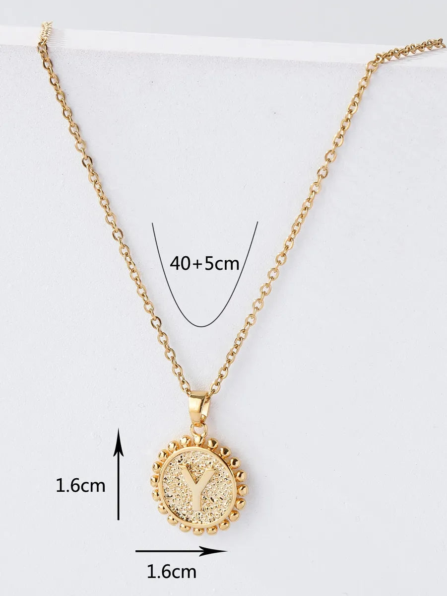 Copper 18K Gold Plated IG Style Letter Pendant Necklace