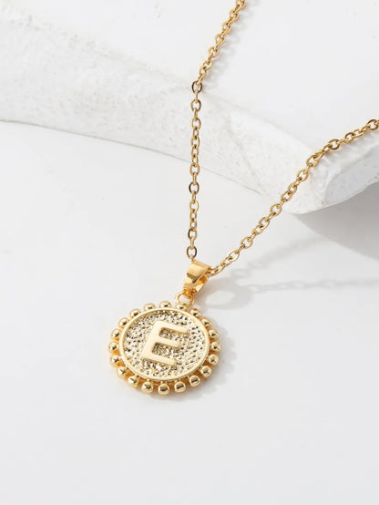 Copper 18K Gold Plated IG Style Letter Pendant Necklace