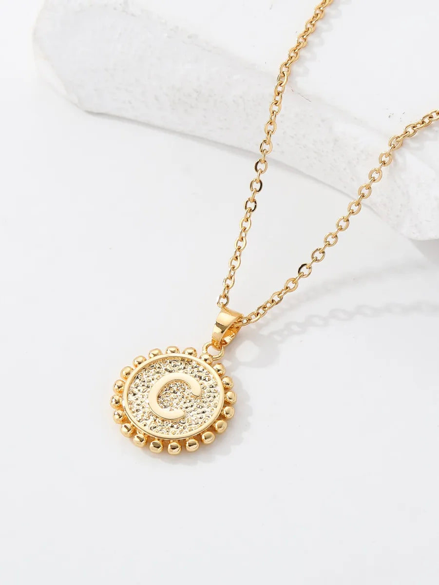 Copper 18K Gold Plated IG Style Letter Pendant Necklace