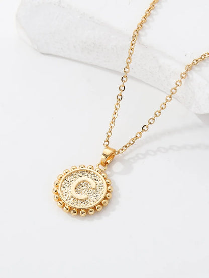 Copper 18K Gold Plated IG Style Letter Pendant Necklace