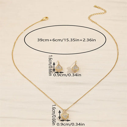 Copper 18K Gold Plated IG Style Shiny Inlay Geometric Zircon Jewelry Set