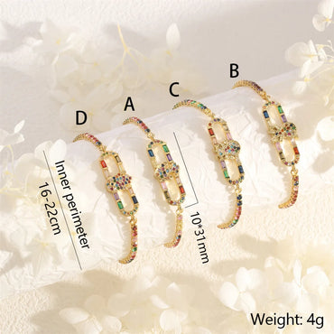 Copper 18K Gold Plated IG Style Simple Style Commute Human Inlay Zircon Bracelets