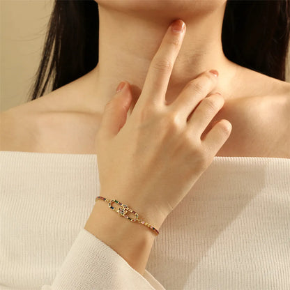 Copper 18K Gold Plated IG Style Simple Style Commute Human Inlay Zircon Bracelets