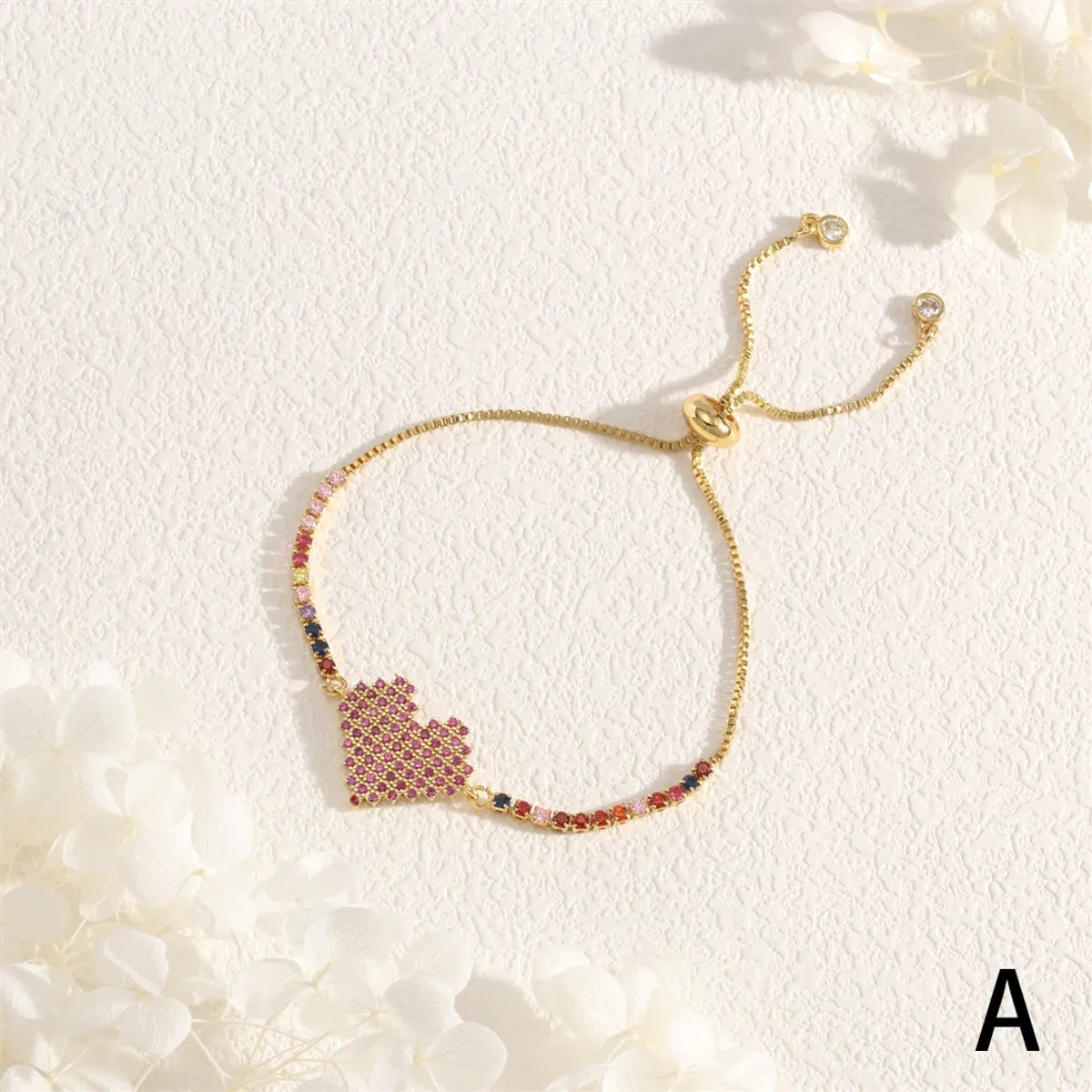 Copper 18K Gold Plated IG Style Simple Style Commute Lips Gesture Heart Shape Inlay Zircon Bracelets