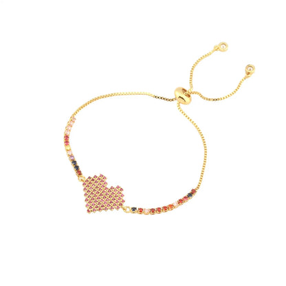 Copper 18K Gold Plated IG Style Simple Style Commute Lips Gesture Heart Shape Inlay Zircon Bracelets