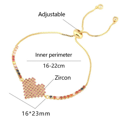 Copper 18K Gold Plated IG Style Simple Style Commute Lips Gesture Heart Shape Inlay Zircon Bracelets