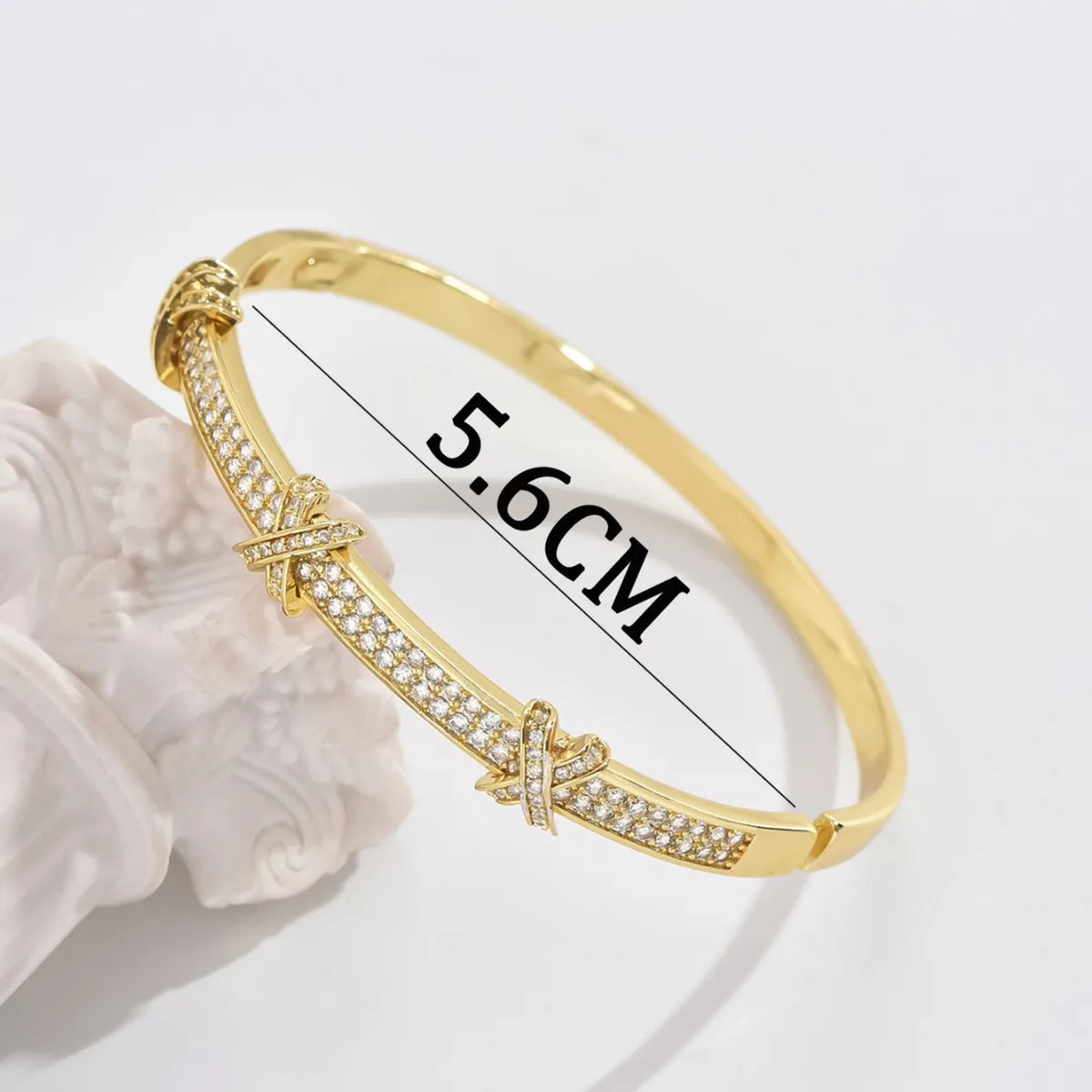 Copper 18K Gold Plated IG Style Simple Style Inlay Letter Zircon Bangle