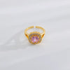 Copper 18K Gold Plated IG Style Simple Style Inlay Square Zircon Open Rings