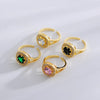 Copper 18K Gold Plated IG Style Simple Style Inlay Square Zircon Open Rings