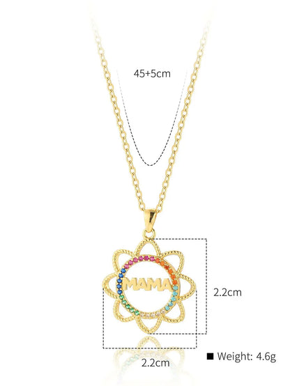 Copper 18K Gold Plated IG Style Simple Style Letter Flower Elephant Inlay Zircon Pendant Necklace